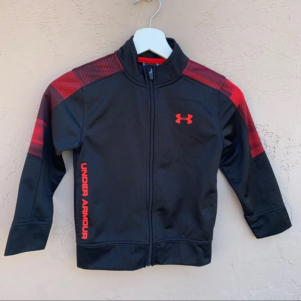 Under Armour youth 5 full zip track jacket color block spell out gym sports
